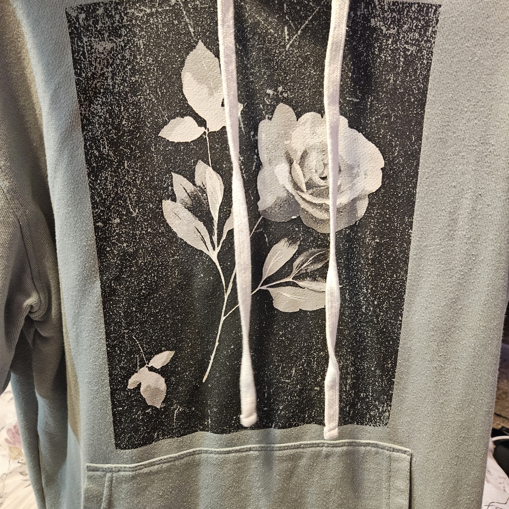 No Boundaries Green Hoodie with Floral Design